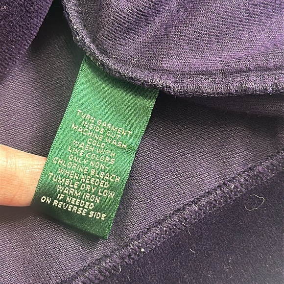 Lauren Ralph Lauren Purple Velvet Full Zip Up Hooded Jacket Womens Size Large - Picture 10 of 10